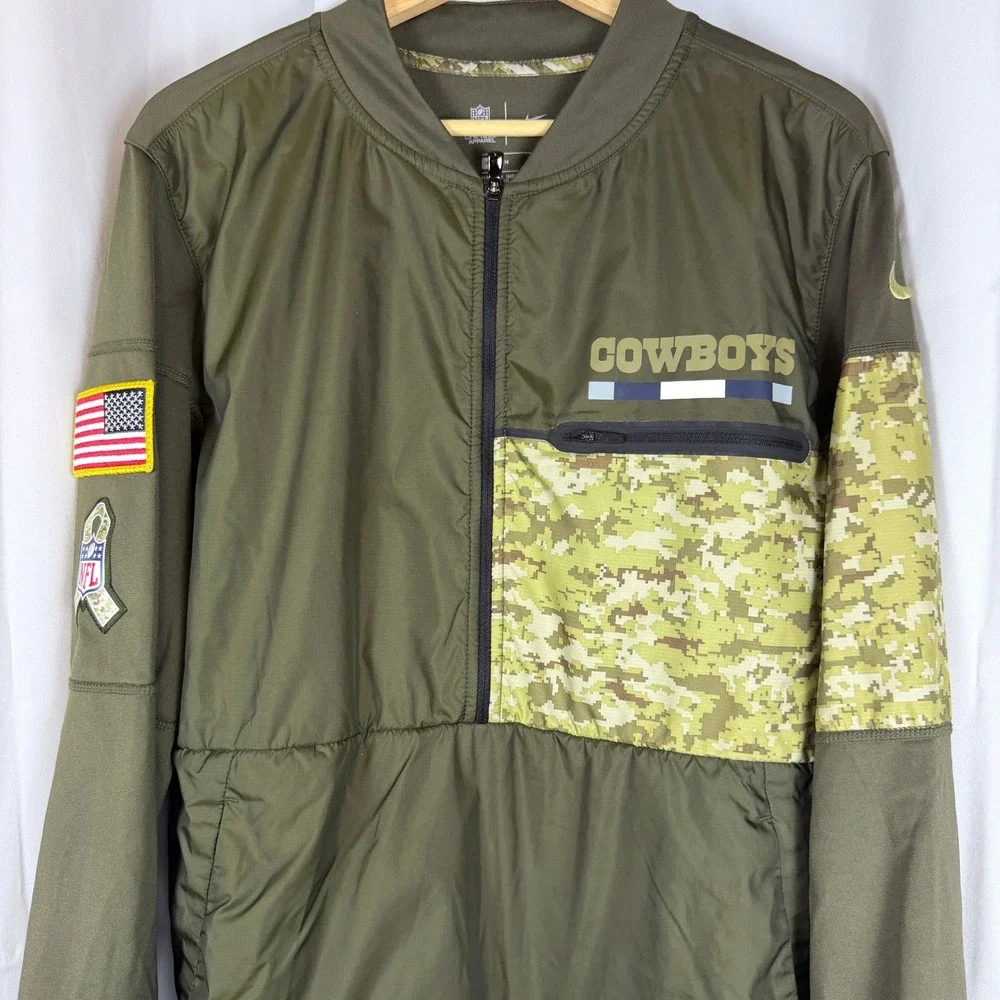 Nike Dallas Cowboys Salute to Service Shield Jacket Mens Medium Olive Green Camo